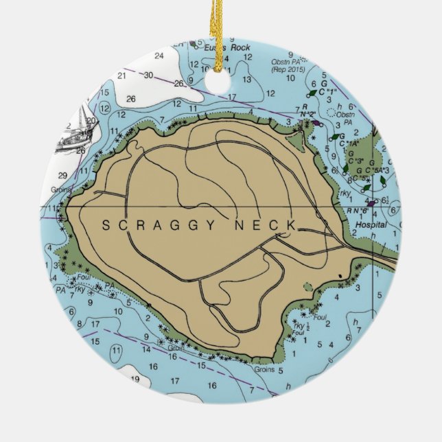 Scraggy Neck Buzzards Bay MA Ceramic Ornament (Back)