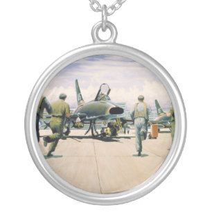 Scramble at Phan Rang by William S. Phillips Silver Plated Necklace