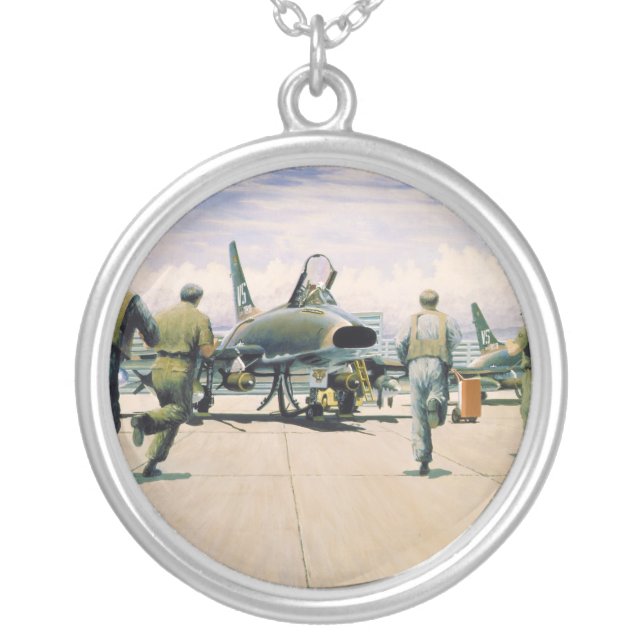 Scramble at Phan Rang by William S. Phillips Silver Plated Necklace (Front)