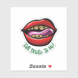 Scramble Golf Dad Talk Birdie Skull Lips Humor Sticker