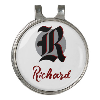 Scramble League Vintage Gothic Monogram Name Golf Hat Clip