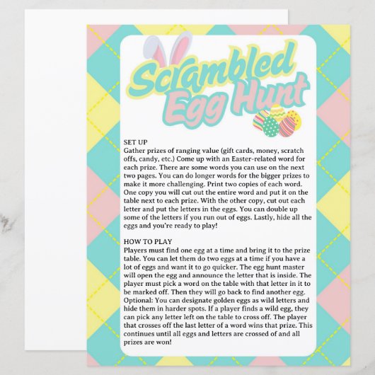Scrambled Egg Hunt (Front/Back)
