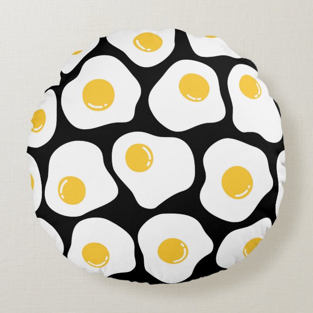 Scrambled Eggs: Quirky Vintage. Round Pillow (Front)