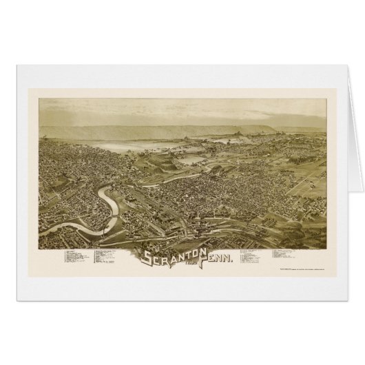 Scranton, PA Panoramic Map - 1890 Cards (Front Horizontal)