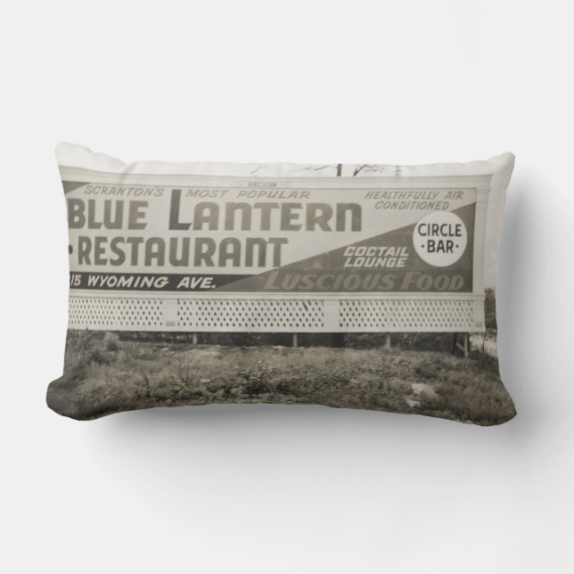 SCRANTON PENNSYLVANIA BLUE LANTERN RESTAURANT LUMBAR PILLOW (Front)