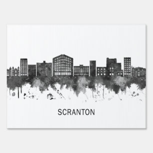 Scranton Pennsylvania Skyline BW Sign