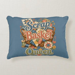 Scrap Basket Queen Quilter Cottagecore Accent Pillow
