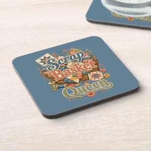 Scrap Basket Queen Quilter Cottagecore Beverage Coaster