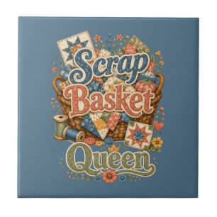 Scrap Basket Queen Quilter Cottagecore Ceramic Tile