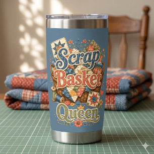 Scrap Basket Queen Quilter Cottagecore Insulated Tumbler
