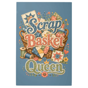 Scrap Basket Queen Quilter Cottagecore Metal Print