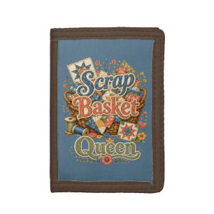Scrap Basket Queen Quilter Cottagecore Tri-fold Wallet