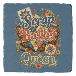 Scrap Basket Queen Quilter Cottagecore Trivet