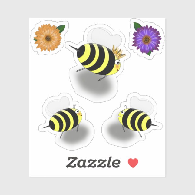 Scrap Book Queen Bee, Bees, Flowers Sticker (Sheet)