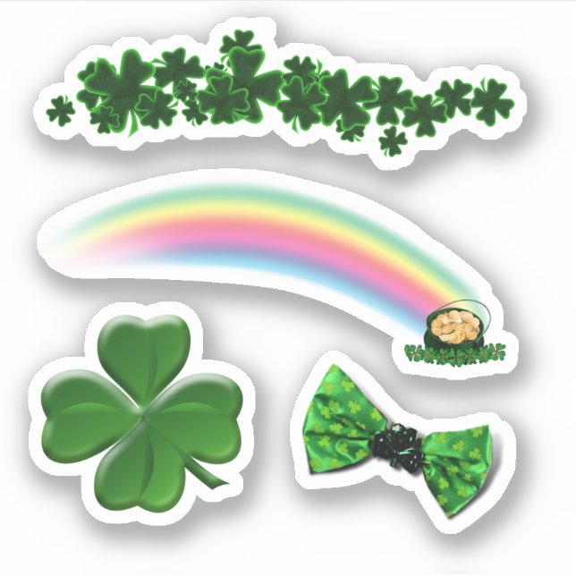 Scrap Booking Clovers Rainbow St. Patrick's Day Sticker (Front)