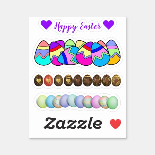 Scrap Booking Colored Eggs Easter Sticker
