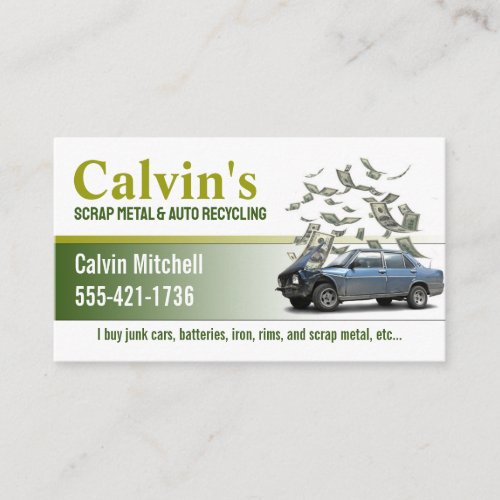 Scrap metal and auto recycling business card