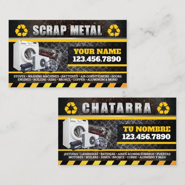 Scrap Metal English & Spanish Business Card (Front/Back)