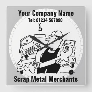 Scrap Metal Merchants Cartoon Square Wall Clock