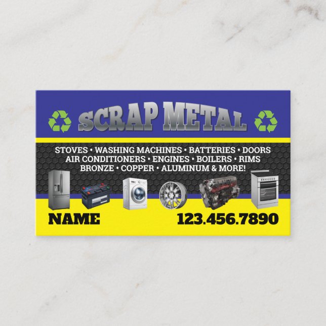 Scrap Metal Pickup Business Cards English-Spanish (Front)