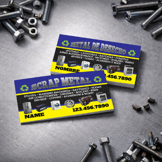 Scrap Metal Pickup Business Cards English-Spanish