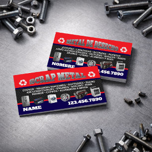 Scrap Metal Pickup Business Cards English-Spanish