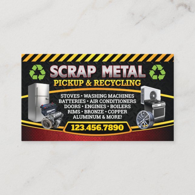 Scrap Metal Pickup Recycle Bilingual Business Card (Front)