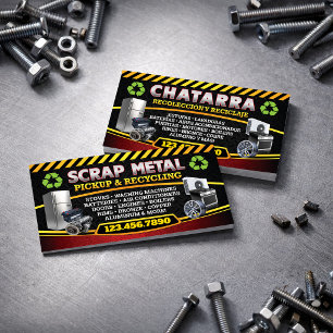 Scrap Metal Pickup Recycle Bilingual Business Card