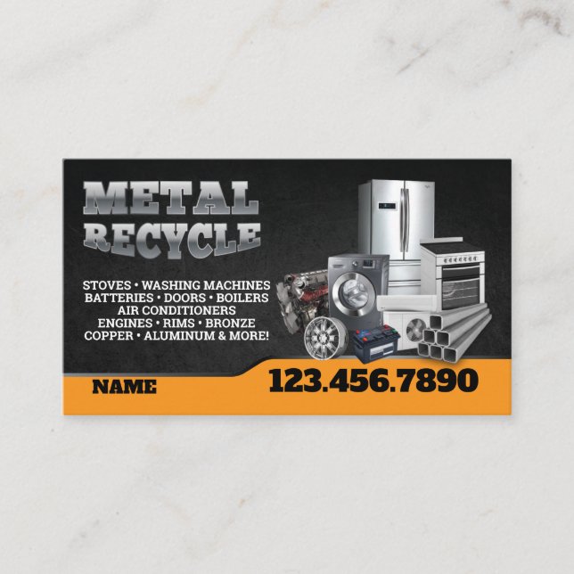 Scrap Metal Recycle English-Spanish Business Card (Front)