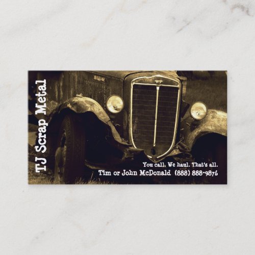 Scrap Metal Recycling &amp; Garbage Pickup Business Cards