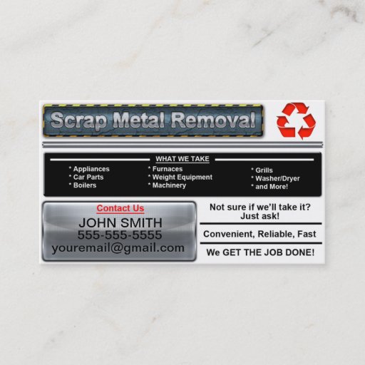 Customizable Scrap Metal Removal Business Card - White Version