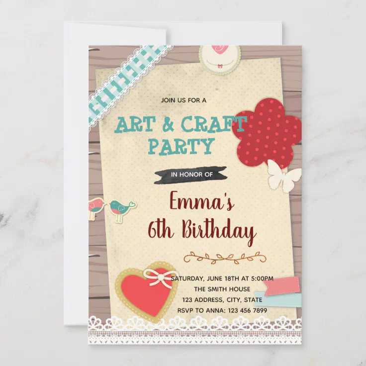Scrapbook and art party theme invitation Zazzle