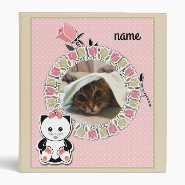 Scrapbook, children's album, pink ?personalized 3 ring binder (Front)