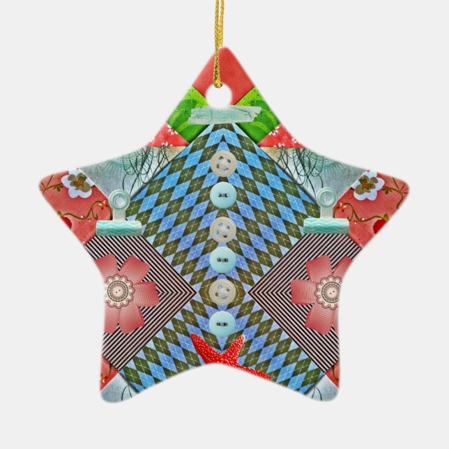 Scrapbook Delight Paper Buttons Gifts for Crafters Ceramic Ornament (Front)