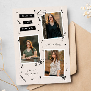 Scrapbook Doodles 3-Photo Snapshot Graduation Announcement
