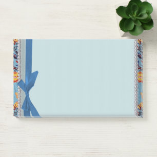 Scrapbook floral blue with ribbon Notes
