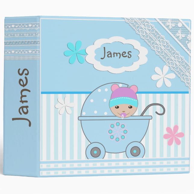 Scrapbook for boy, photo album for boy 3 ring binder (Front/Spine)