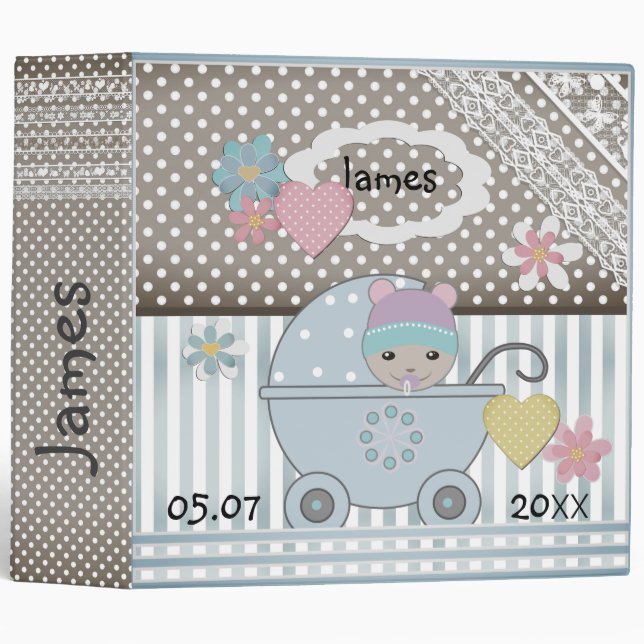 Scrapbook for boy, photo album for boy 3 ring binder (Front/Spine)