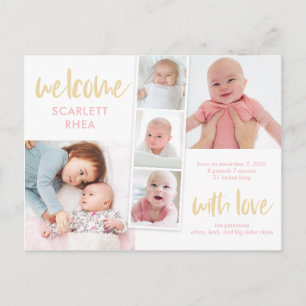 Scrapbook Love Editable Color Birth Announcement Postcard
