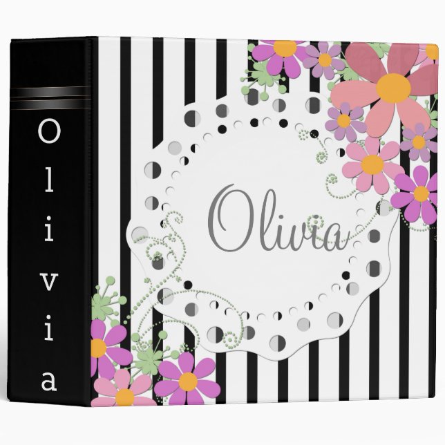 Scrapbook, paper flowers 3 ring binder (Front/Spine)