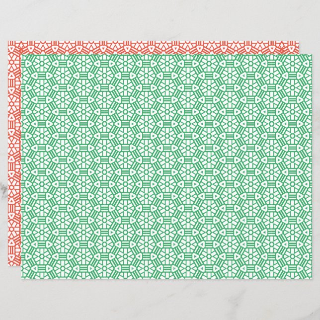 Scrapbook Paper - Hexagon and Bars in 2 Colors (Front/Back)
