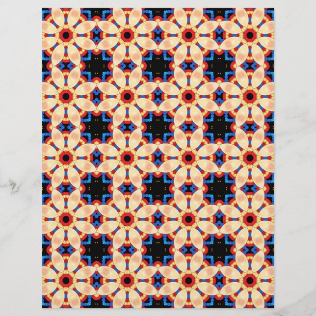 Scrapbook Paper Red Yellow Blue Pattern (Front)