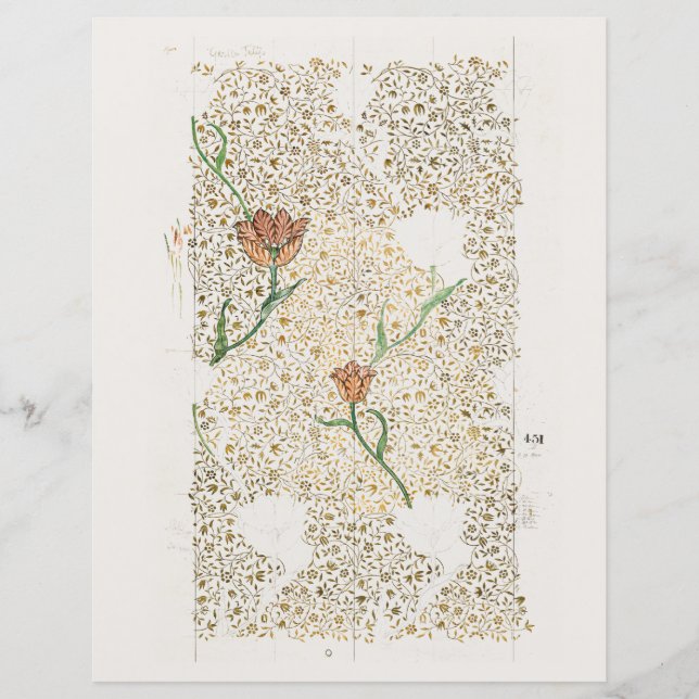 SCRAPBOOK PAPER : WILLIAM MORRIS : GARDEN TULIP (Front)