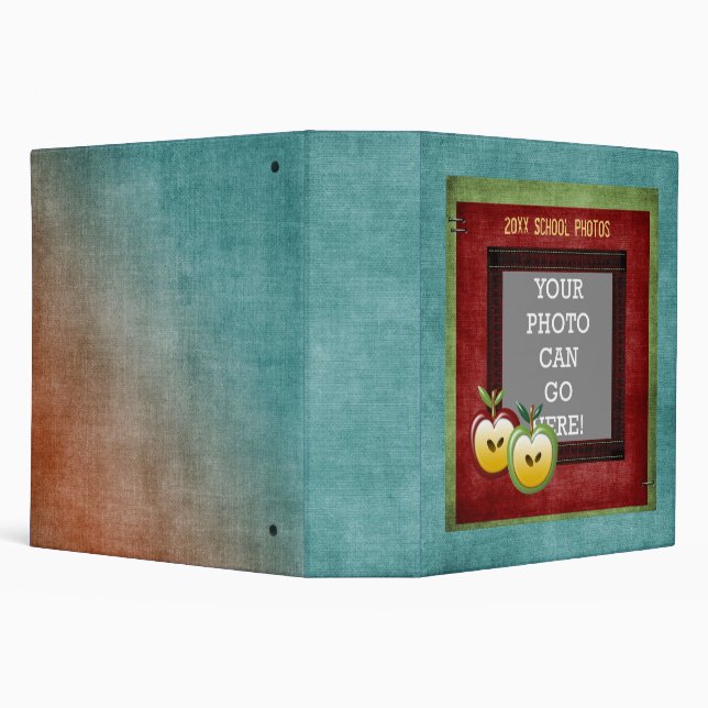 Scrapbook Photo School Education Green Red Apples 3 Ring Binder (Background)