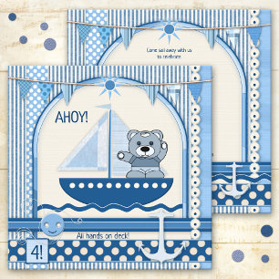 Scrapbook Sailboat Nautical Birthday Kids Party Invitation