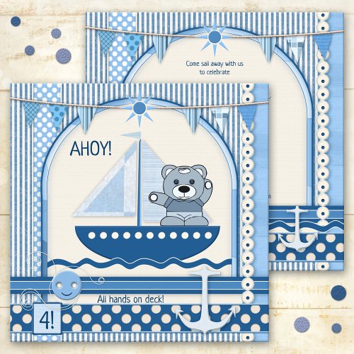 Scrapbook Sailboat Nautical Birthday Kids Party Invitation