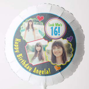 Scrapbook Style Add Your Own Custom Photo Birthday Balloon