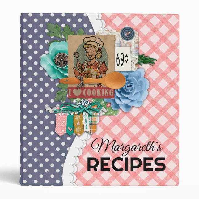 Scrapbook style cookbook recipes 3 ring binder (Front)