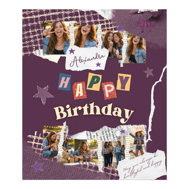 Scrapbook Style Party Photo  Birthday Backdrop Print (Front)