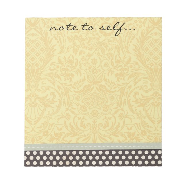 Scrapbook Style Polka Dot and Damask With Ribbon Notepad (Front)